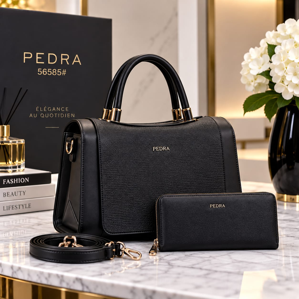 Sacs à main de marque tendance class pour femme en lot de 2-en-1 avec un petit portefeuille ou une pochette assortie).
