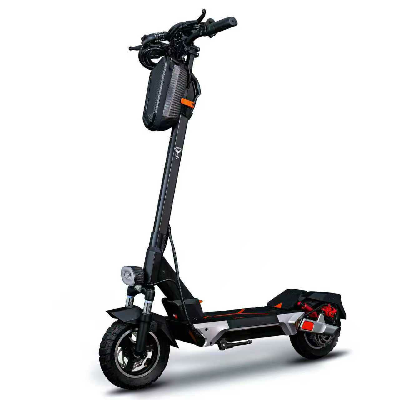 Trottinette électrique pliable de type tout-terrain, Nouveau scooter électrique, scooter à batterie adulte, scooter pliant, cadre en alliage d'aluminium, pneu pneumatique de 10 pouces et une sacoche d