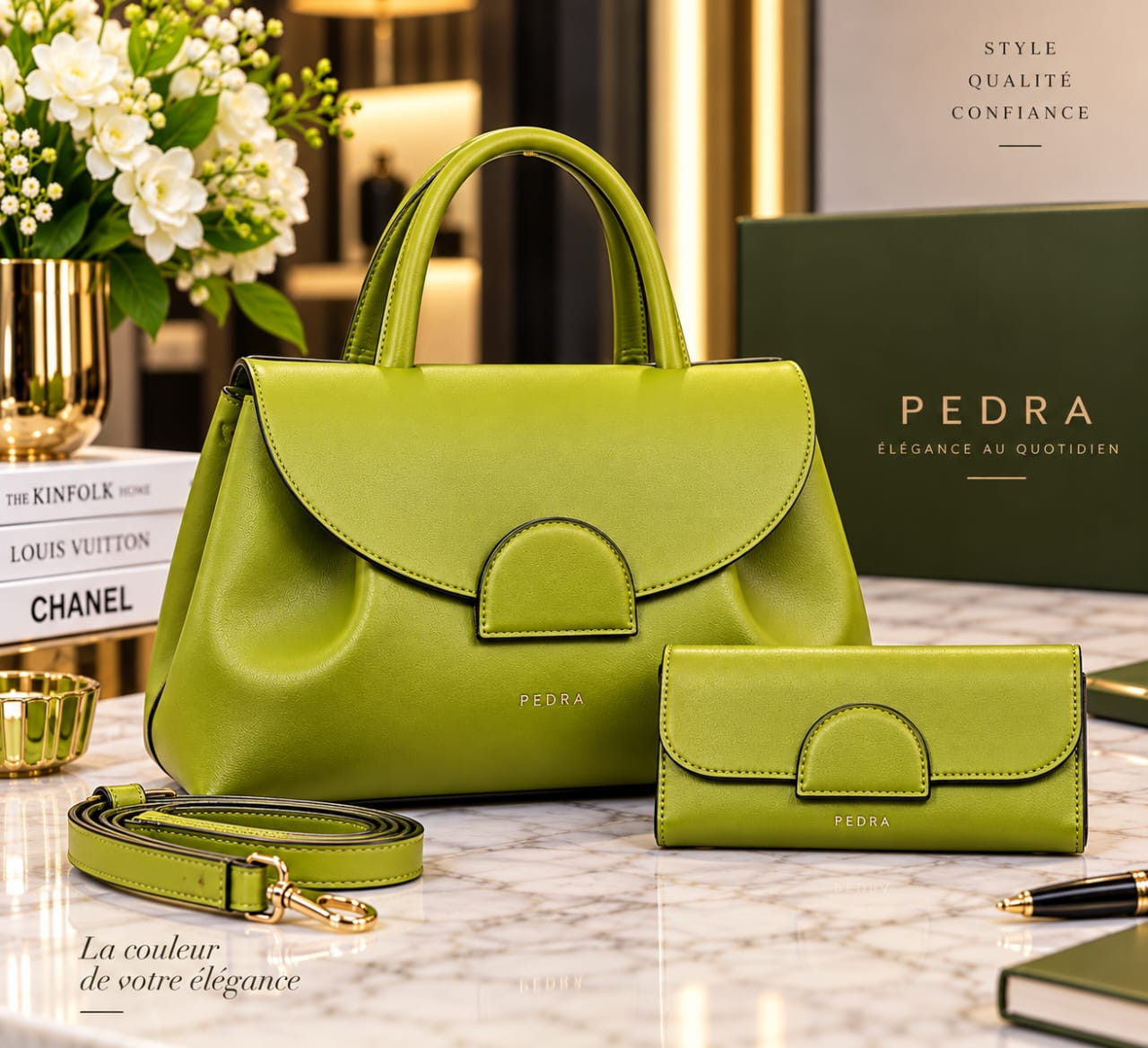 Sacs à main de marque tendance class pour femme en lot de 2-en-1 avec un petit portefeuille ou une pochette assortie).