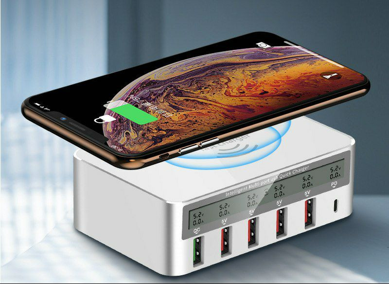 Station de recharge rapide 8-en-1 avec écran LCD, modèle souvent référencé comme WLX-818F.