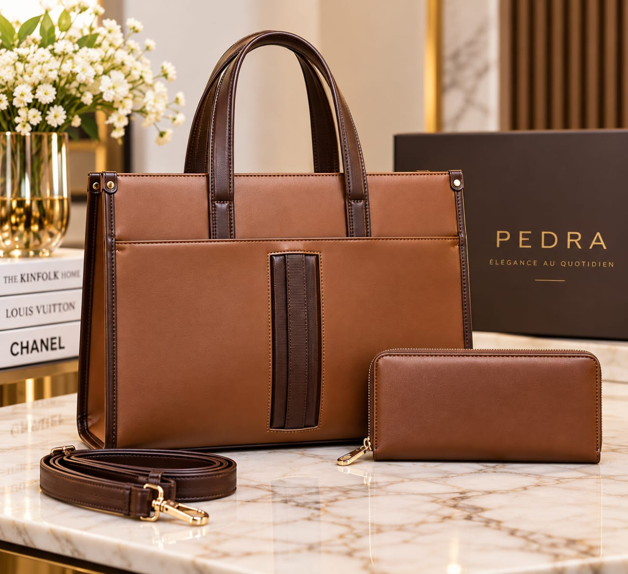 Sacs à main de marque tendance class pour femme en lot de 2-en-1 avec un petit portefeuille ou une pochette assortie).