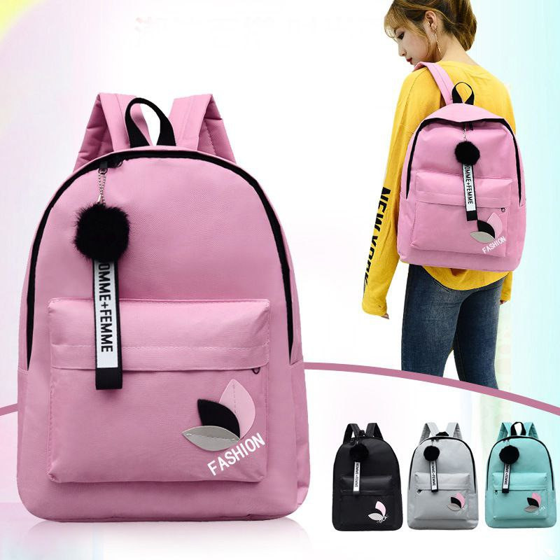Sacs d'école en nylon pour femmes nouveau style, sac à dos à feuilles imprimées, petit sac à dos de voyage  tendance