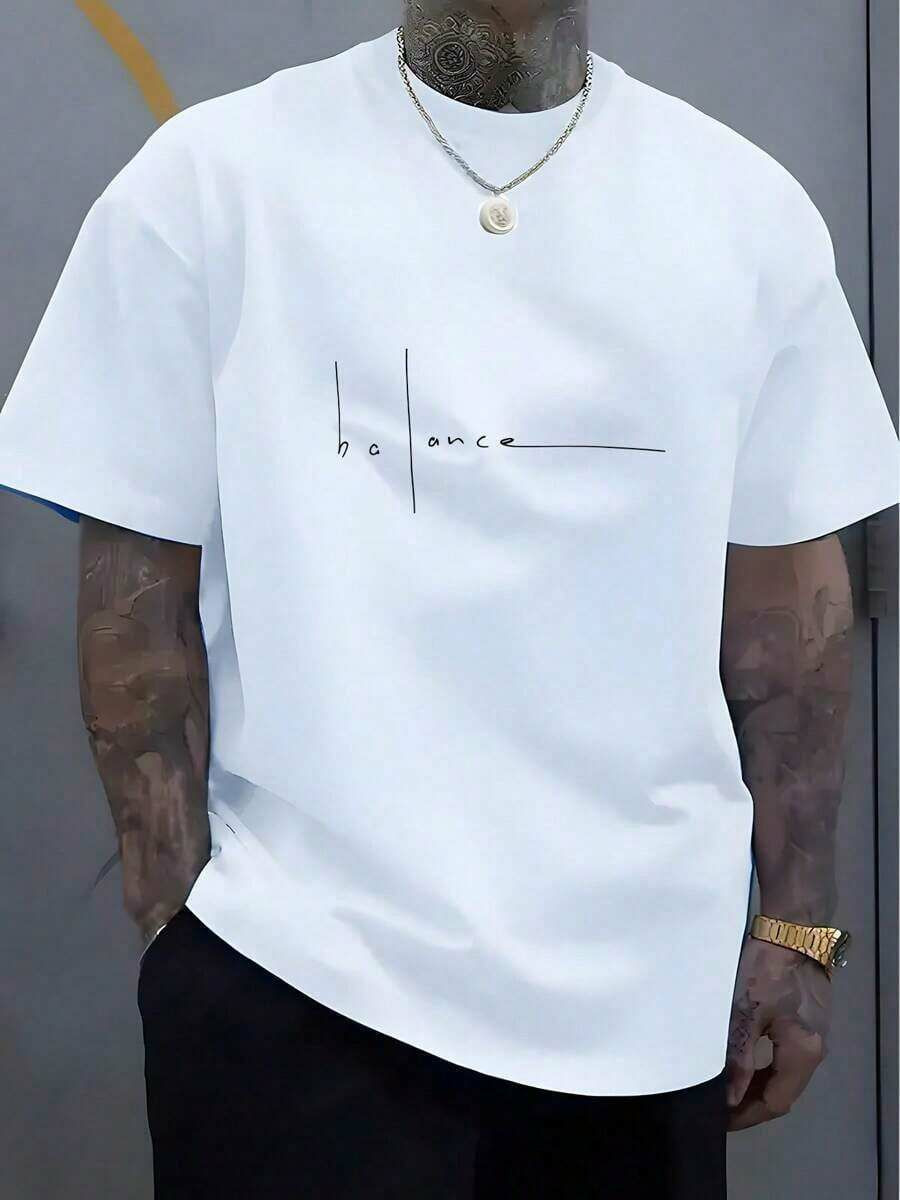 T-shirt homme en pur coton avec imprimé de lettres
