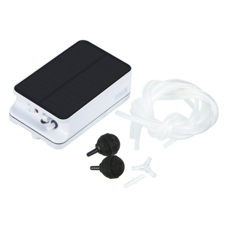 Pompe à oxygène solaire portable (référence BSV-AP002) conçue pour les aquariums et les petits bassins extérieurs.