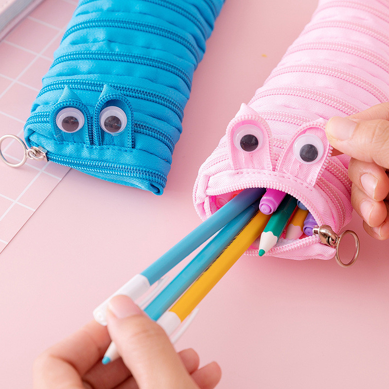 Trousse à crayons Caterpillar Monster à fermeture éclair, étui à crayons de grande capacité pour étudiant en forme de chenille, boîte de papeterie