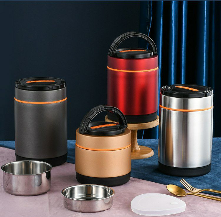 Boîte à lunch en acier inoxydable, anti-déversement, pot isolé, grande capacité, boîte à lunch isolée double couche pour le travail, la maison et la boîte à lunch des étudiants