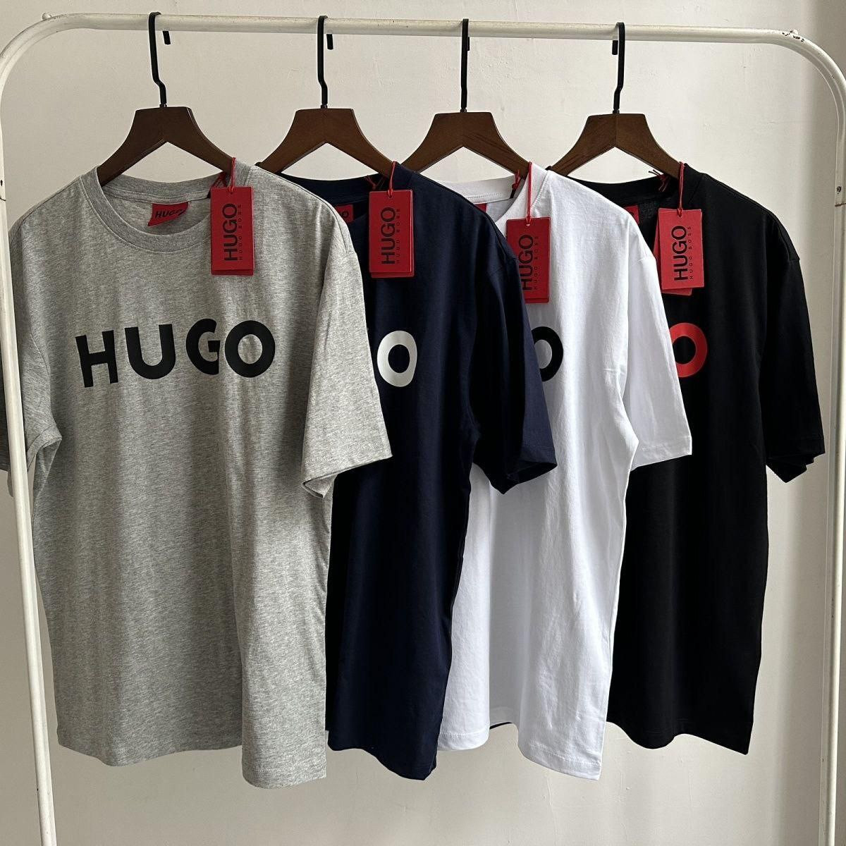 New Hugo Boss T-shirt originaux à manches courtes pour hommes et femmes, tendance, été, manches mi-longues, coton imprimé, ample, col rond, décontracté, épais, manches courtes, haute qualité