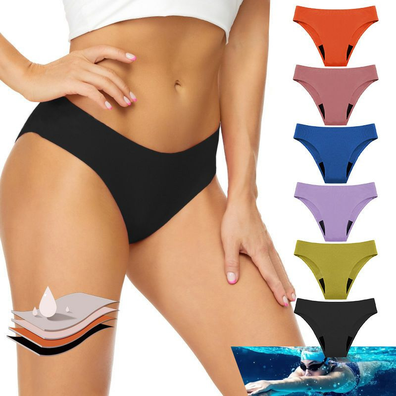 Maillot de bain menstruel adhésif sans couture transfrontalier pour femme, serviette hygiénique résorbable à quatre couches à l'entrejambe