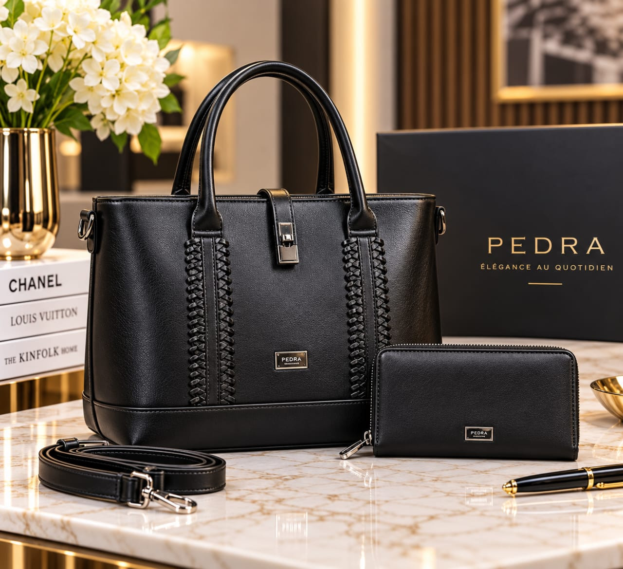 Sacs à main de marque tendance class pour femme en lot de 2-en-1 avec un petit portefeuille ou une pochette assortie).
