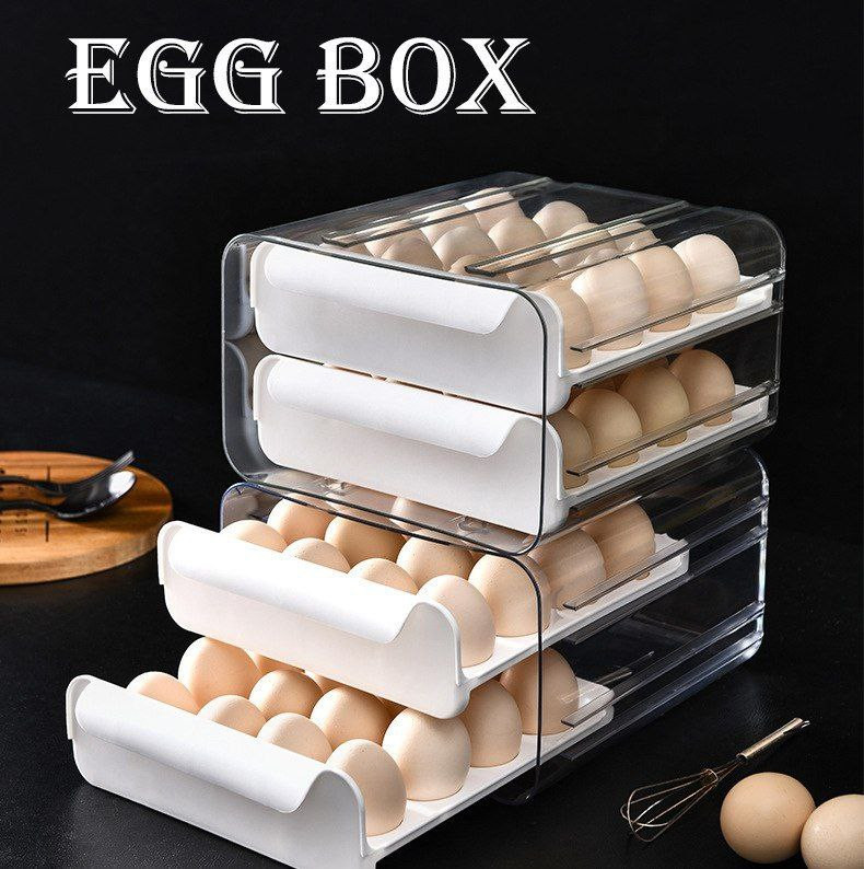 Boîte à double tiroir de conservation des œufs rangement cuisine conservation des œufs 32  transparente