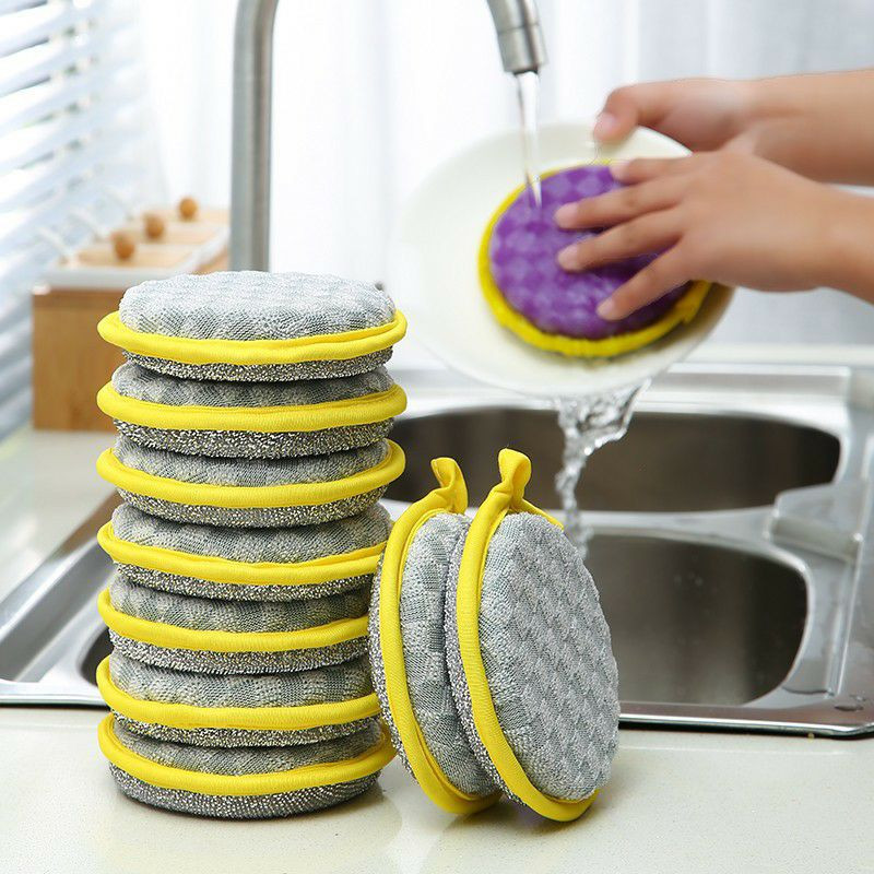 Nettoyage à double face coton à lavage éponge Bloc de cuisine Brosse de brossage de la cuisine Artefact Ménage de lavage de vaisselle Nettoyage Tissu magique